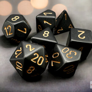 Σετ Ζάρια - 7 Dice Set Opaque Polyhedral Black with Gold