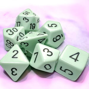 Σετ Ζάρια - 7 Dice Set Polyhedral Opaque Pastel Green with Black