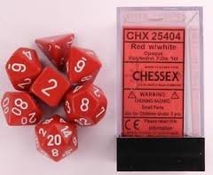 Σετ Ζάρια - 7 Dice Set Opaque Polyhedral Red with White - Image 2